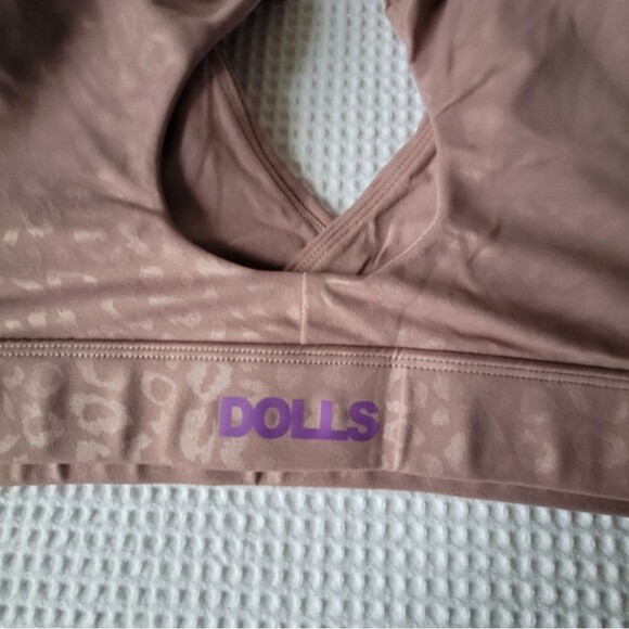 Rebdolls Women's FLAUNT IT leopard plunge V neck sports Bra Plus size 2X mauve - Picture 6 of 12